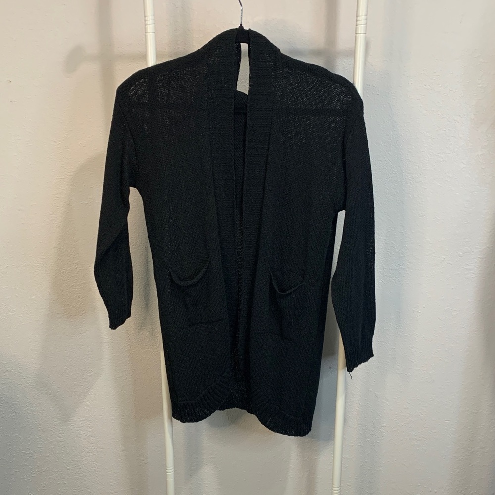 Chic‎ Black Open-Front Cardigan